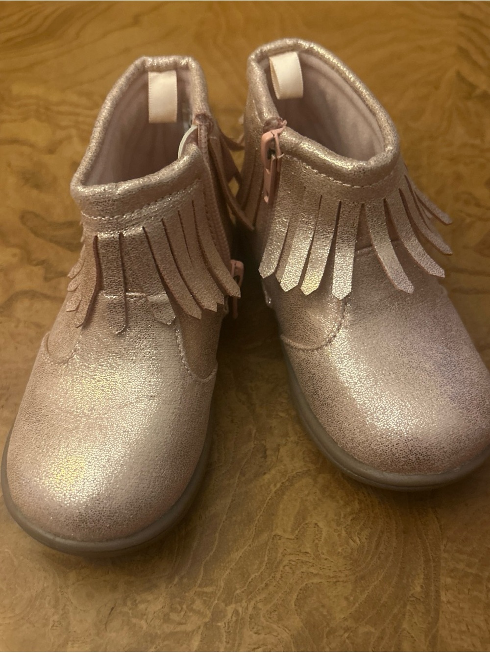 Carter's Metallic Light Pink Fringe Ankle Boots